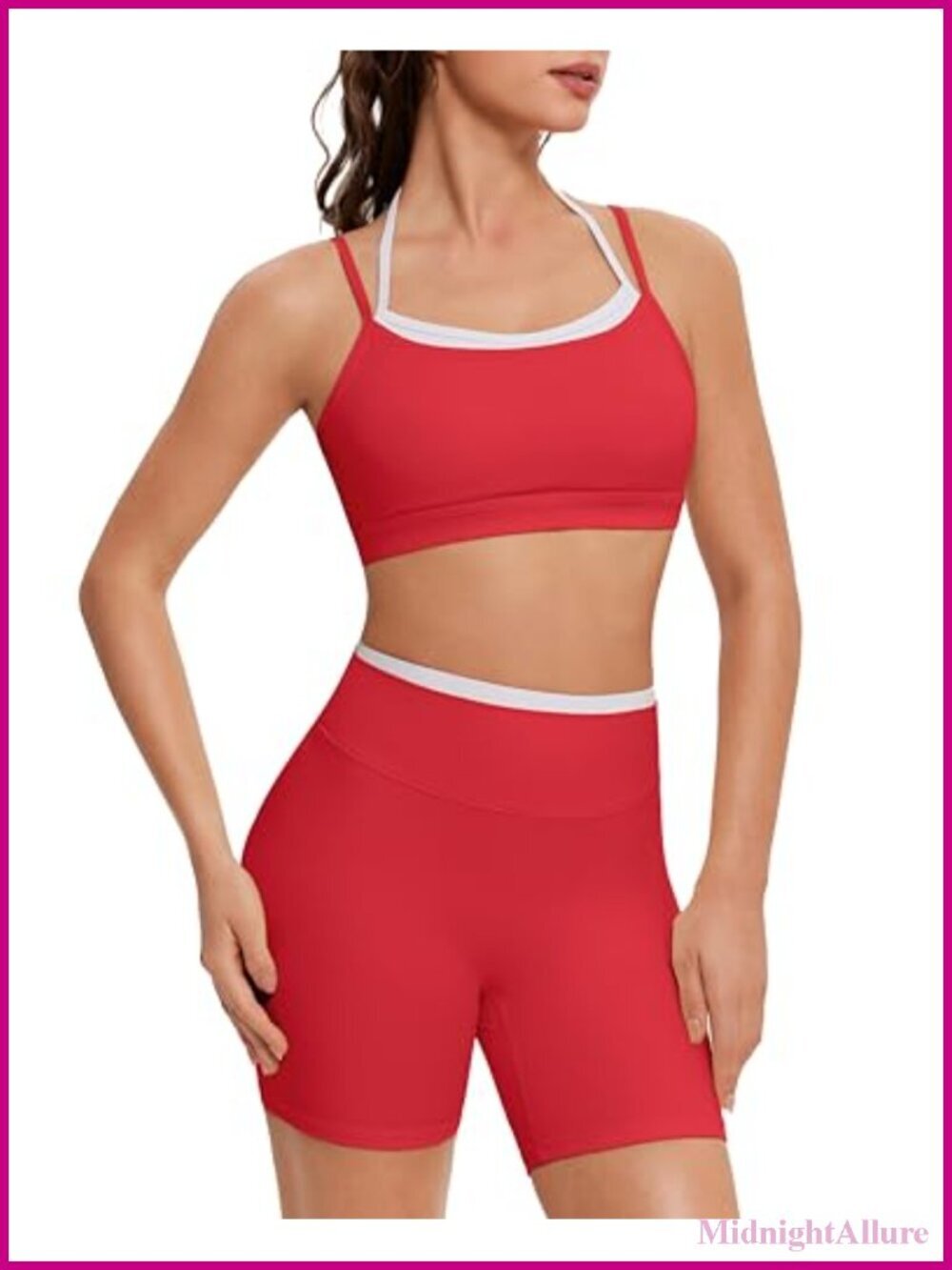Halter Sports Bra and Biker Shorts 2 Piece Workout Set
